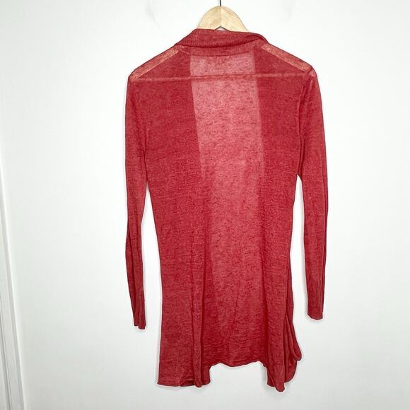 Eileen Fisher Linen Open Cardigan Red Womens Size Small Sheer Lightweight Travel - Picture 7 of 9